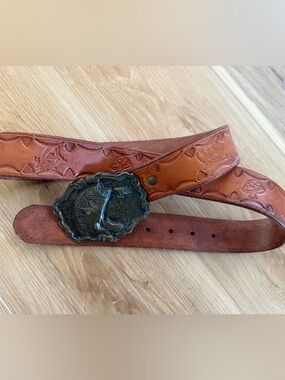 Vintage Leather Belt with Belt Buckle